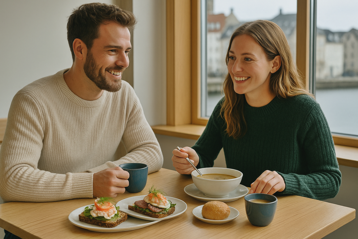 Scandinavian bistro lunch scene