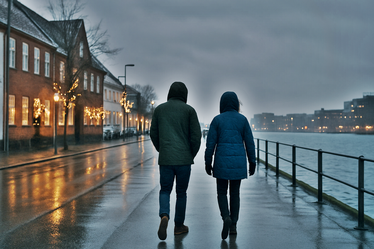 A Danish city embankment in winter