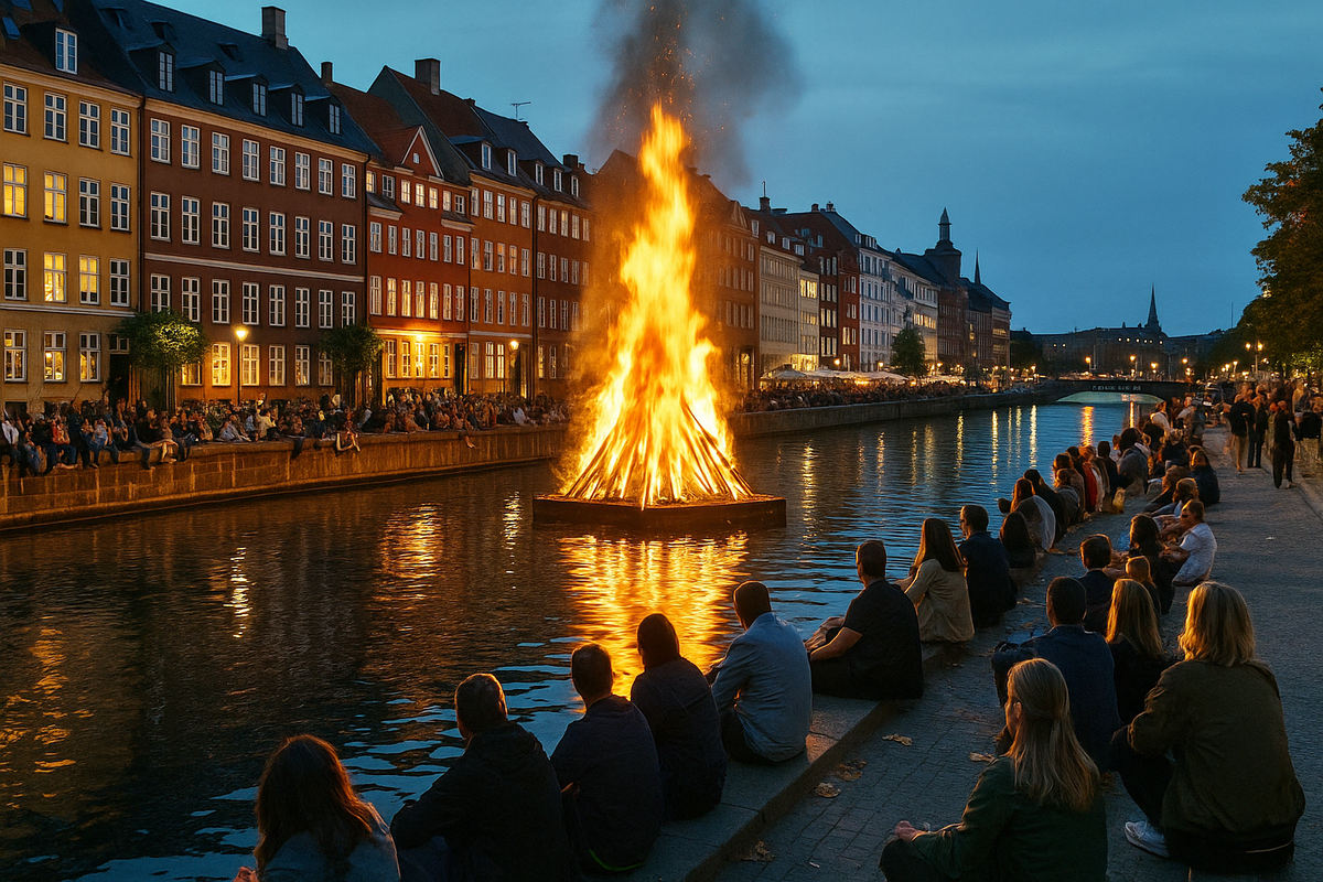 Bonfire on the water in the harbor
