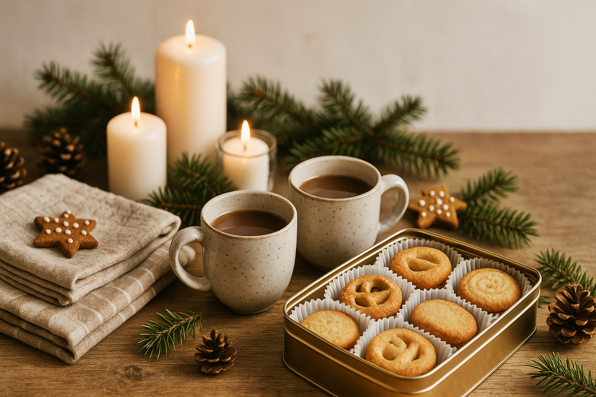 Gifts on a wooden table