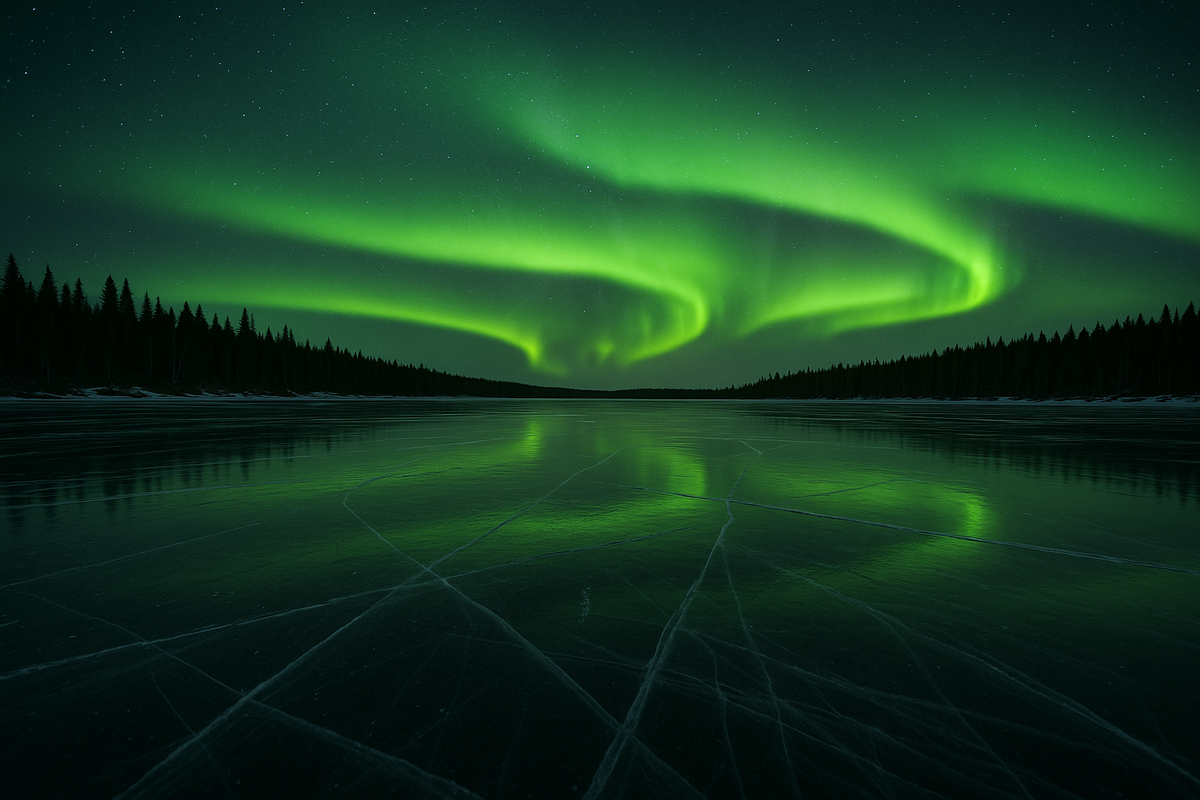Arctic Silence — Aurora over a Frozen Lake