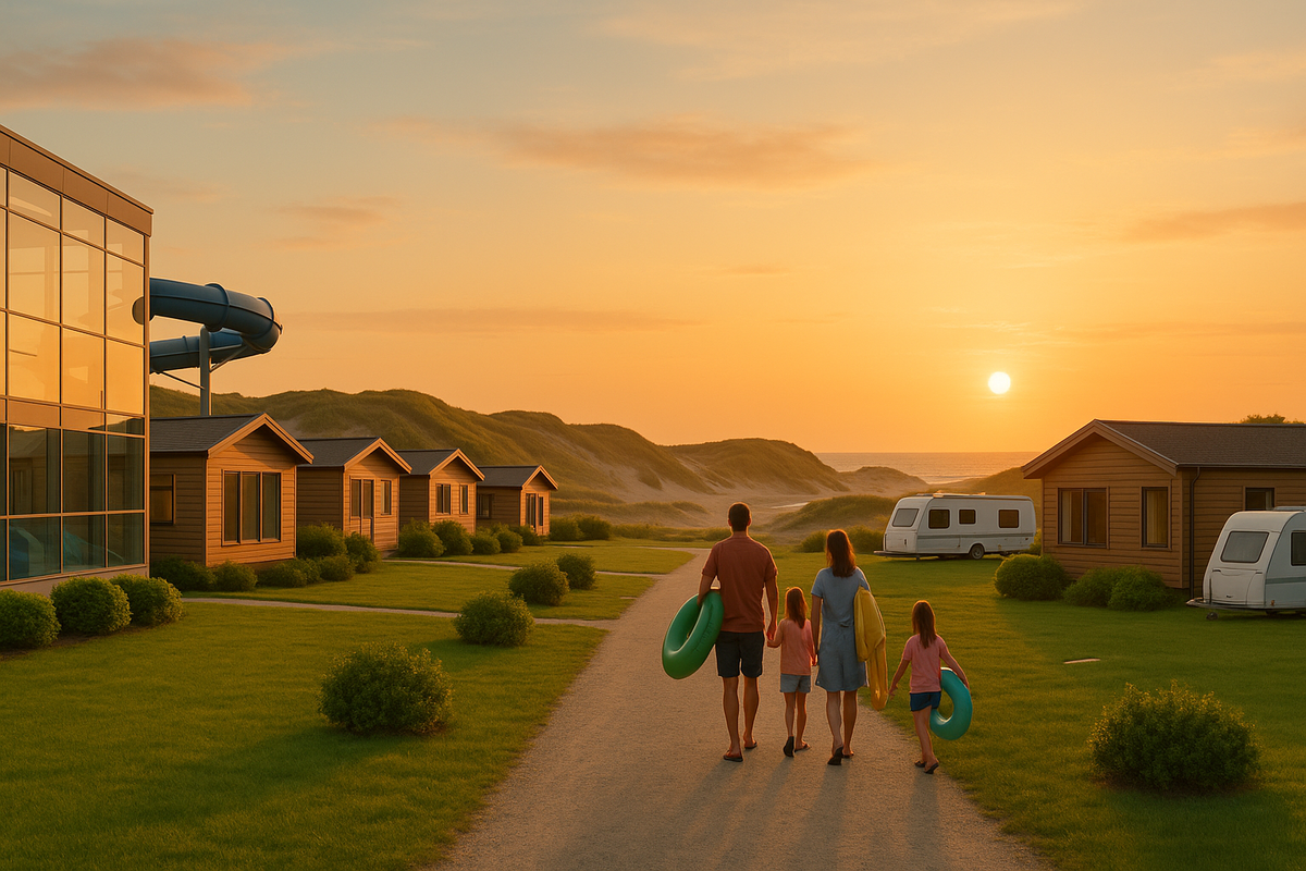 Luxury family camping illustration