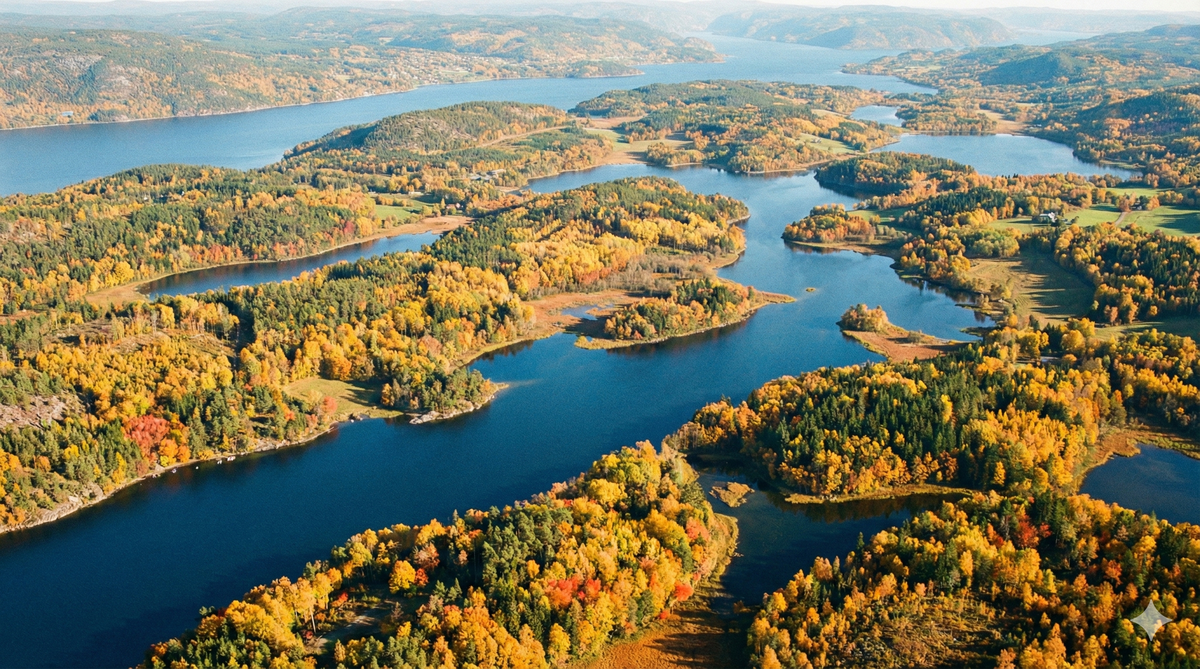 Autumn islands from above