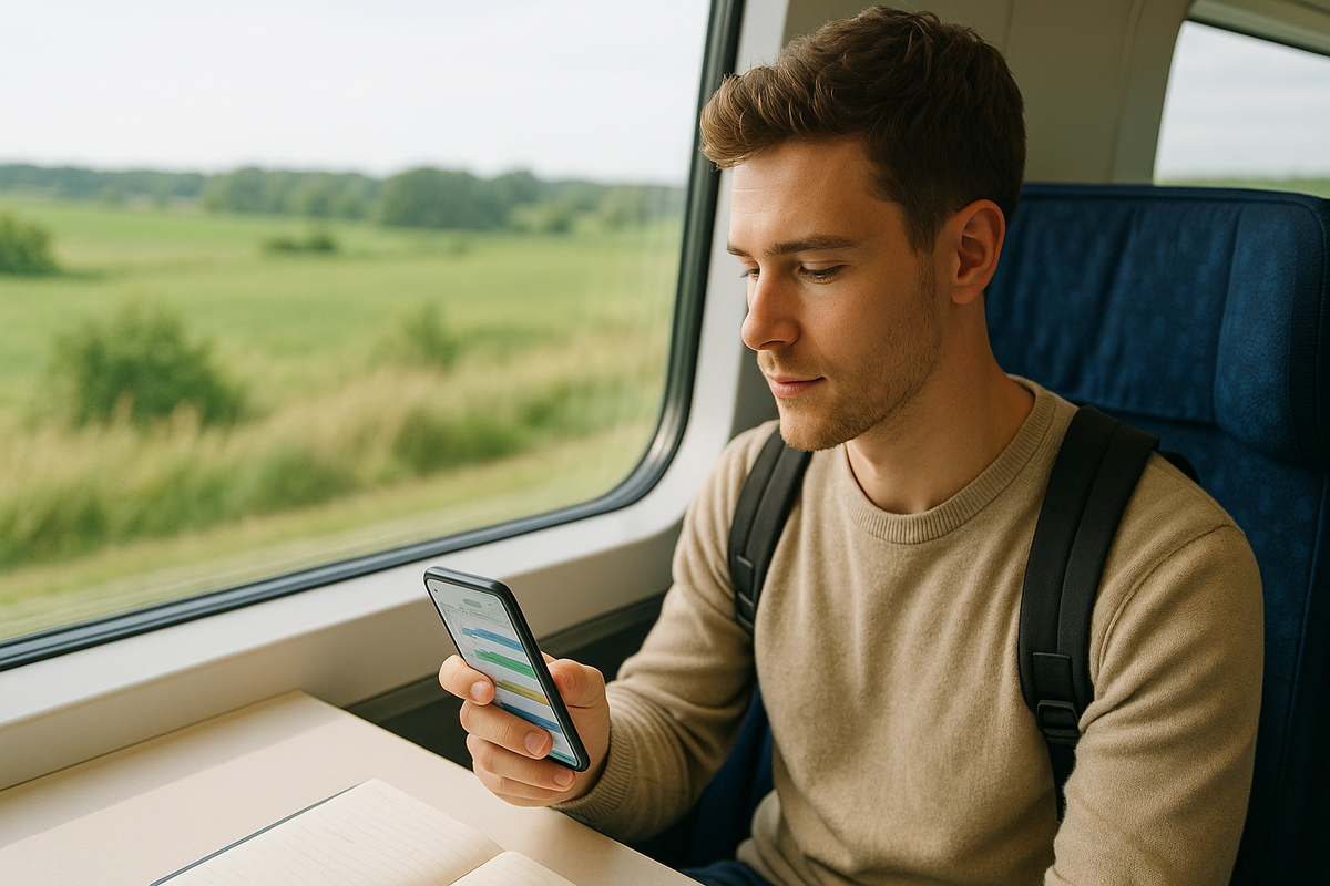 Checking your ticket on the way