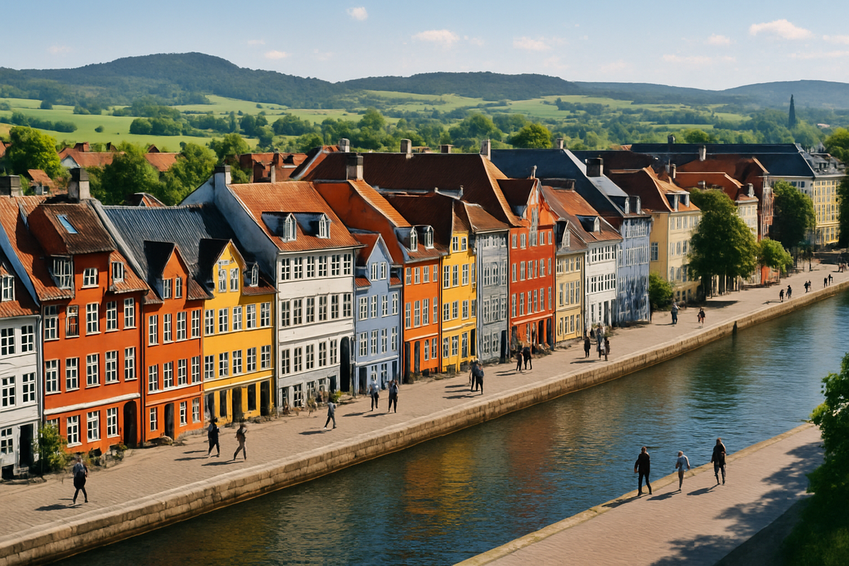 Copenhagen waterfront aerial view