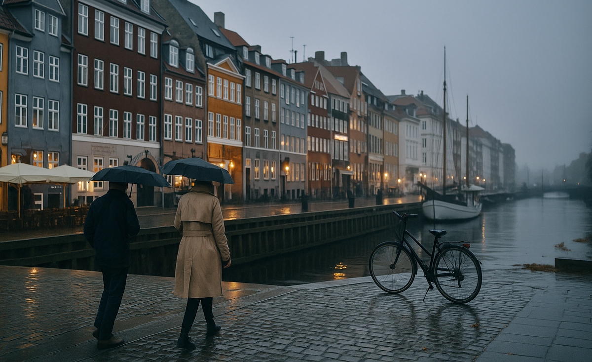 Rainy street near Nyhavn
