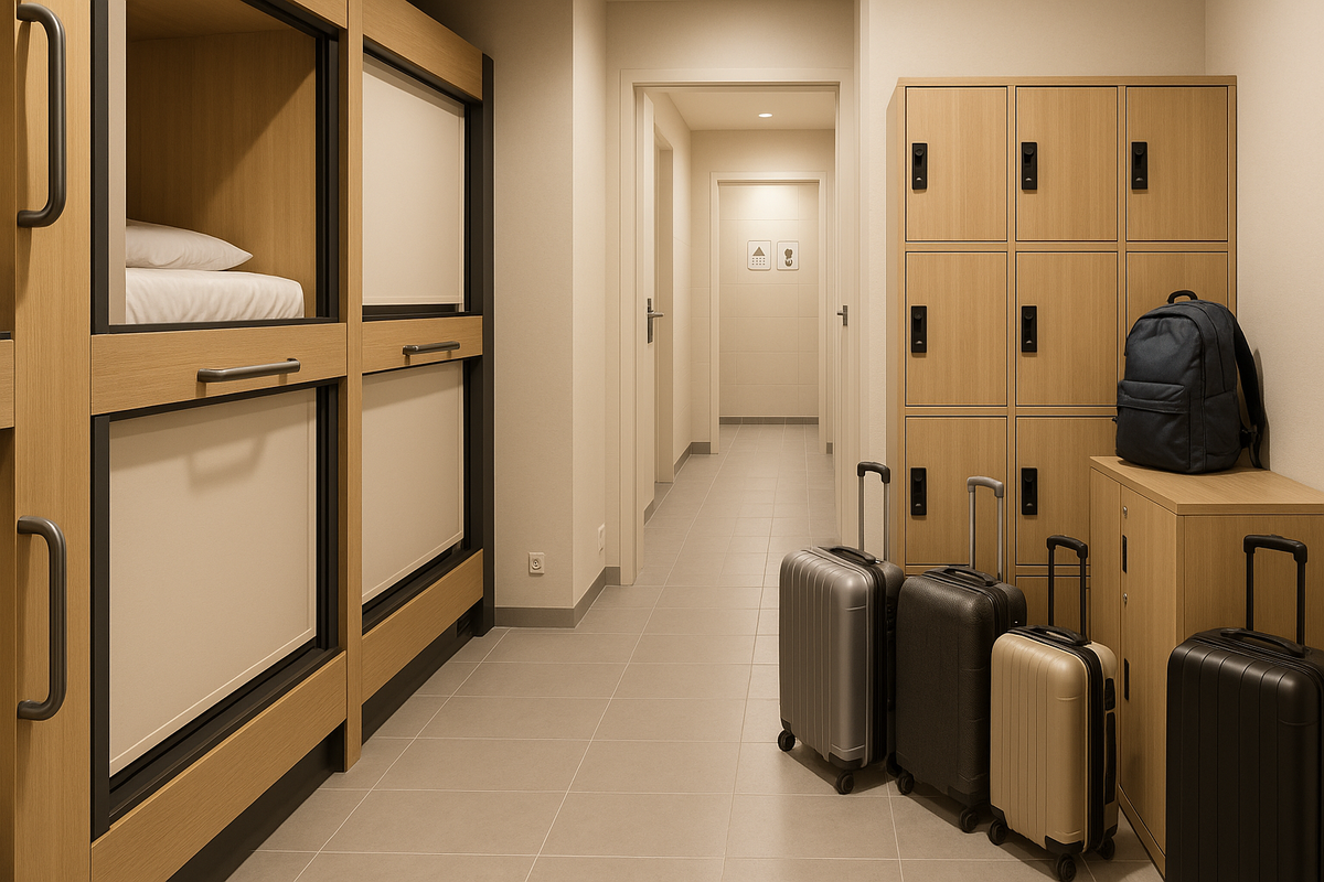 Common area of the capsule hotel