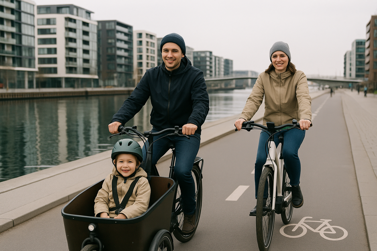 Copenhagen Rental Day — Family on Separated Cycleway