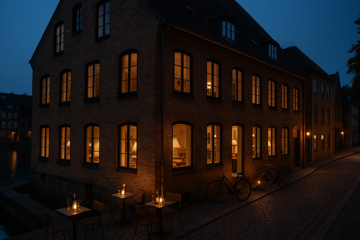 Evening boutique hotel