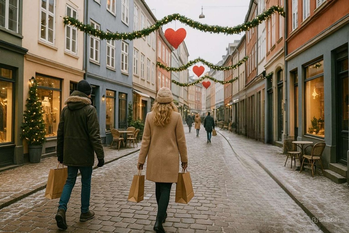 A street in Copenhagen with small shops