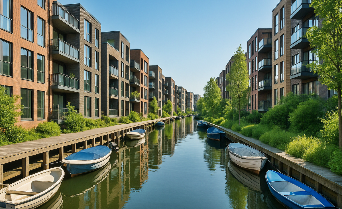 Canal with residential buildings