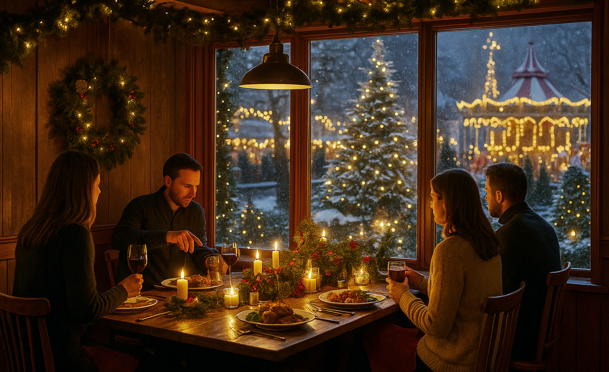 Dinner at a restaurant on Christmas