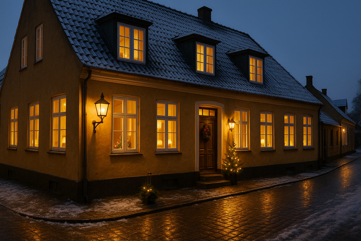 Guesthouse in a Danish town in winter