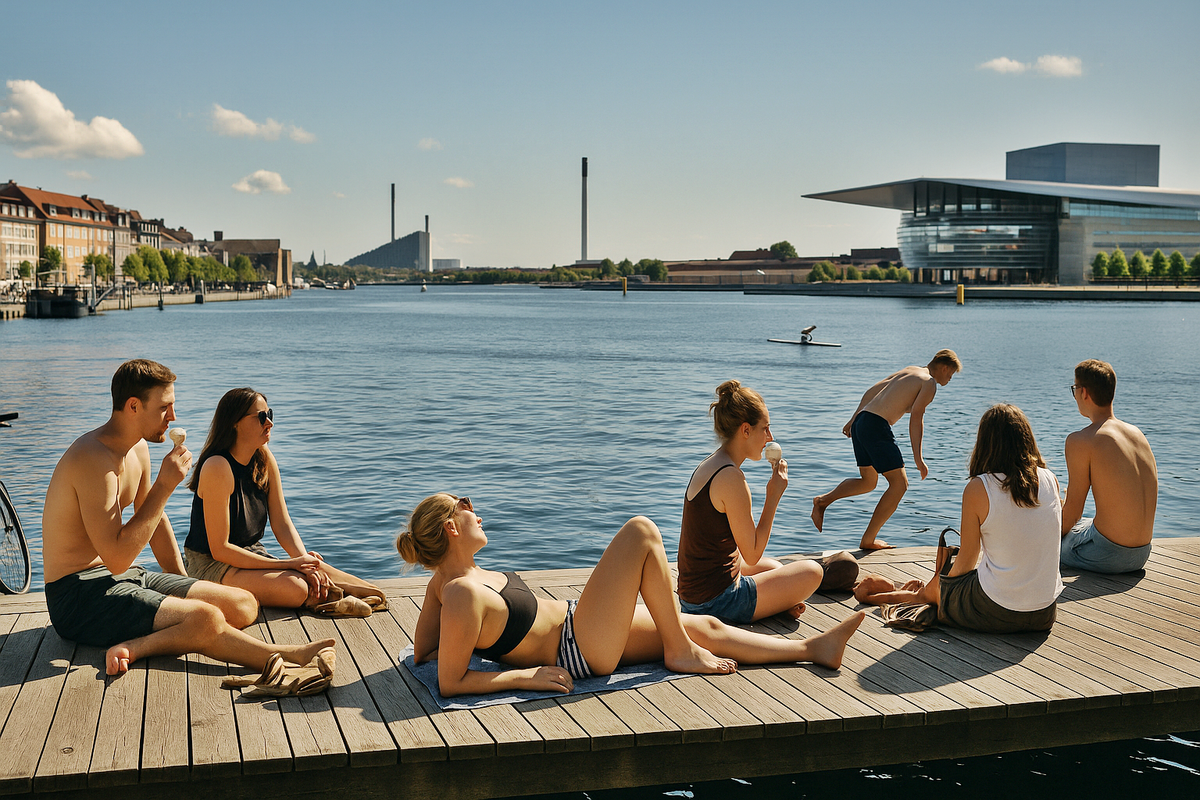 On the pier overlooking Copenhagen Harbor