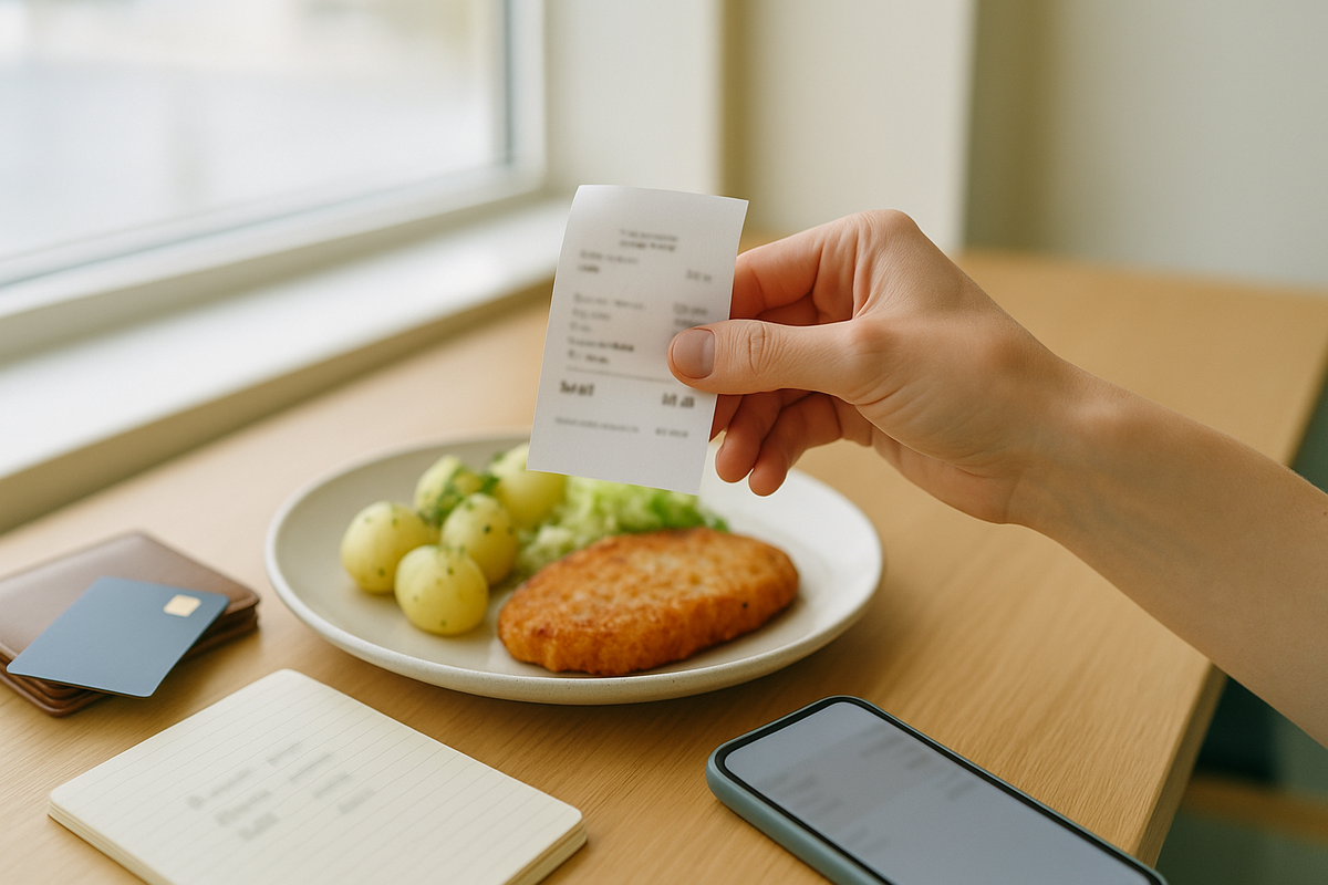 Receipt on light table