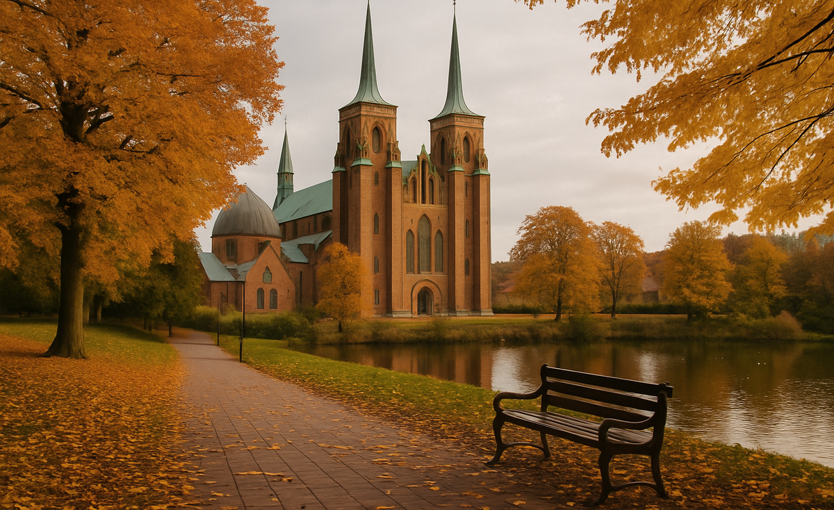 Roskilde Cathedral in autumn
