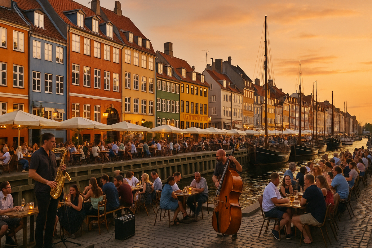 Summer evening on the Nyhavn embankment