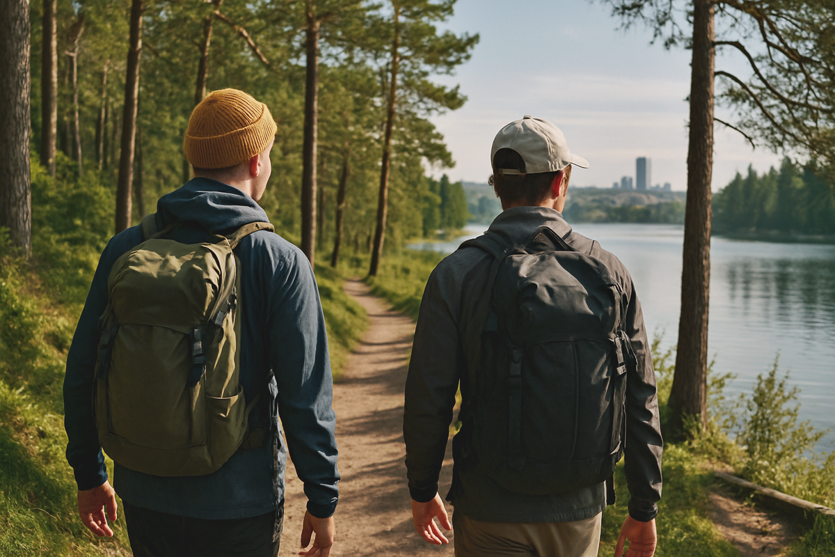 Travelers by Oslo Lake Trail