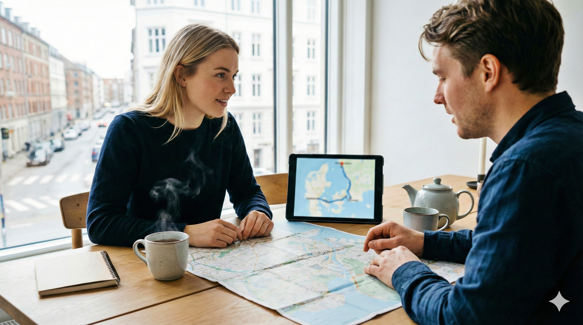 Planning a route through Denmark