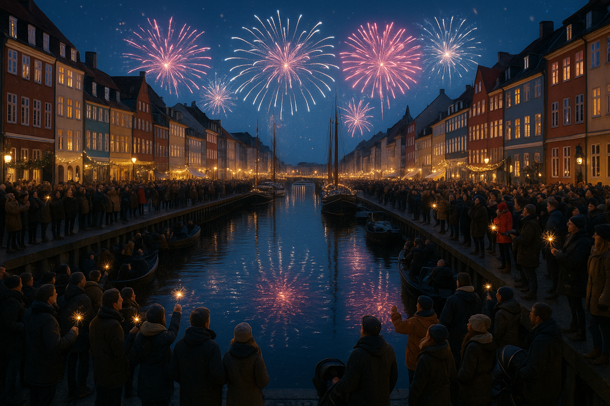Copenhagen Canal BlueHour Fireworks