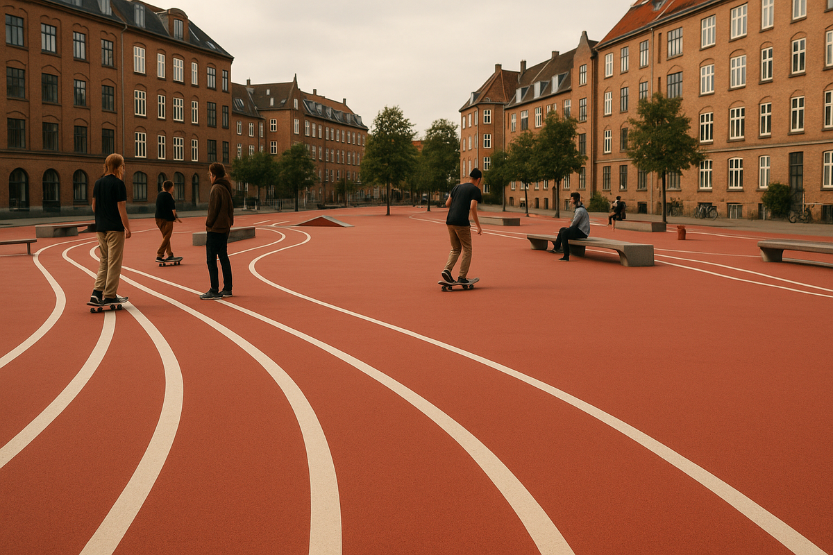 Copenhagen — Superkilen Red Square Lines