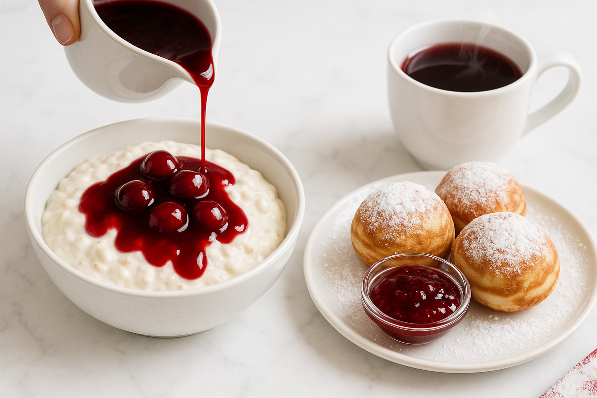 Dessert Risalamande And Aebleskiver