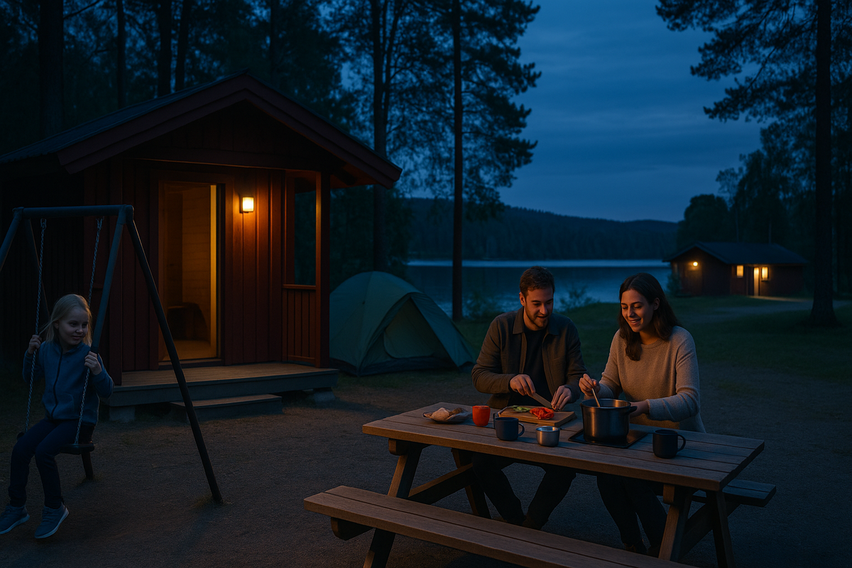 Family Camping & Hytte Evening