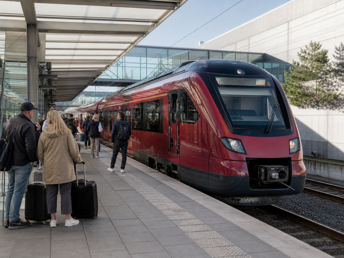train on a railway platform