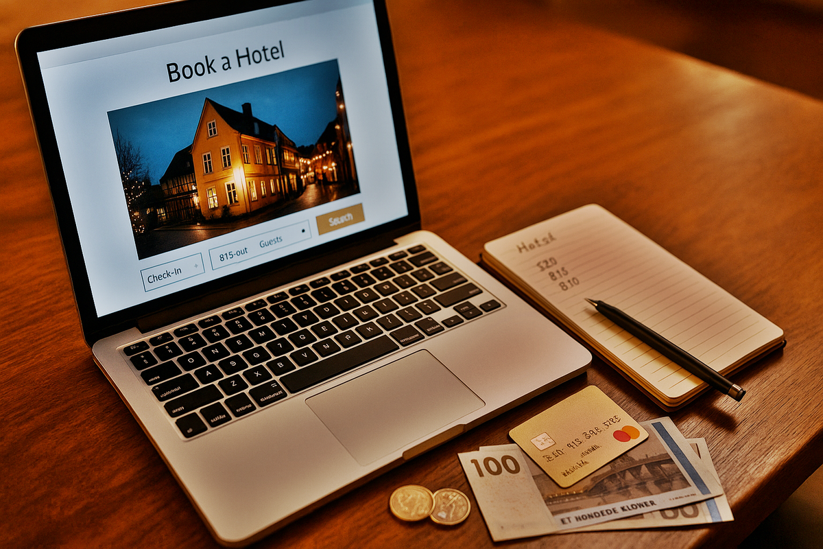 Laptop and bank card on the table