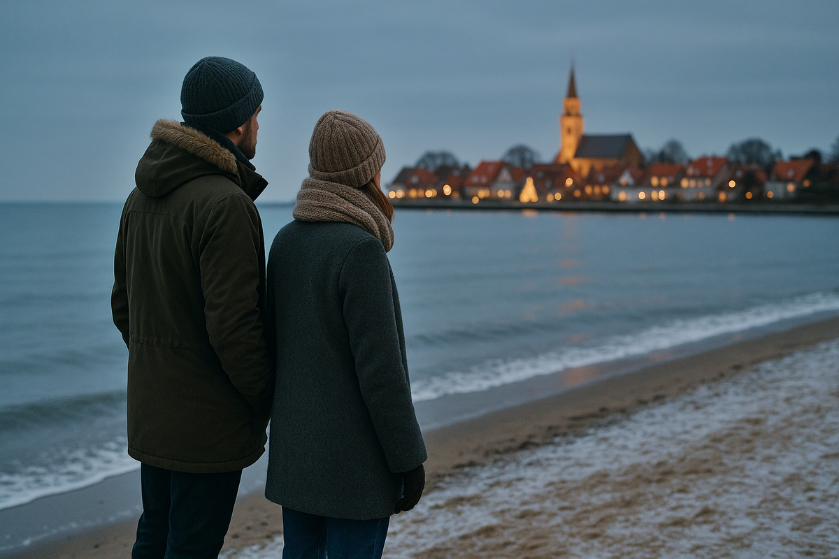 People on an empty winter beach