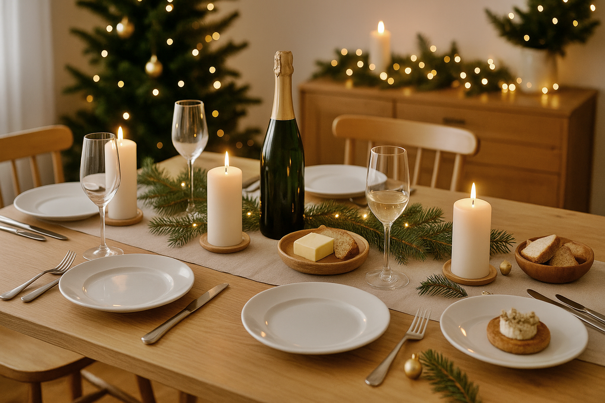 The New Year's table is ready to receive guests